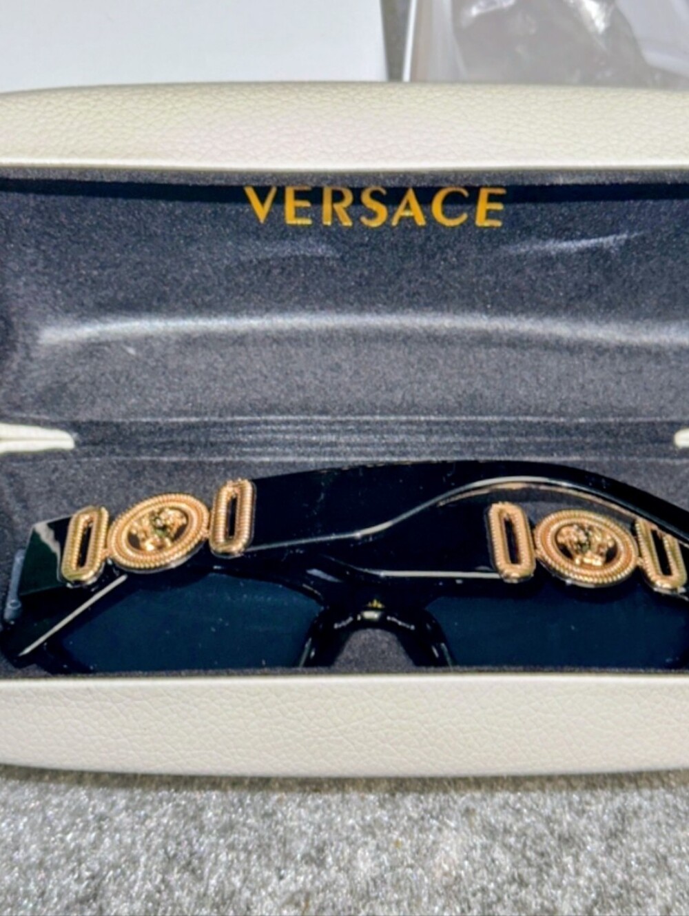 Authentic Versace Black Sunglasses withGold Medusalogo Unique Versace Sunglasses - Picture 1 of 10